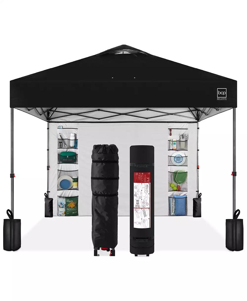Best Choice Products 10x10ft Easy Setup Pop Up Canopy, Portable Tent w/ Side Wall, 1-Button Push, Case