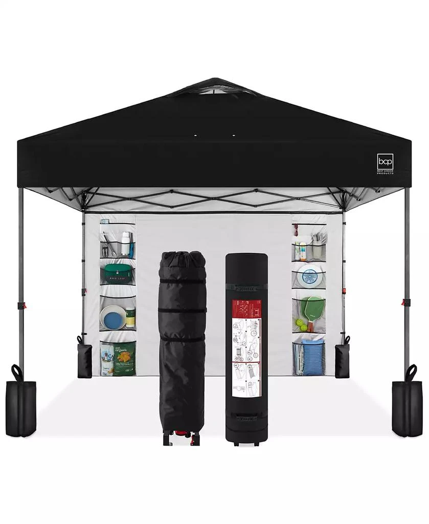 Best Choice Products 10x10ft Easy Setup Pop Up Canopy, Portable Tent w/ Side Wall, 1-Button Push, Case 1