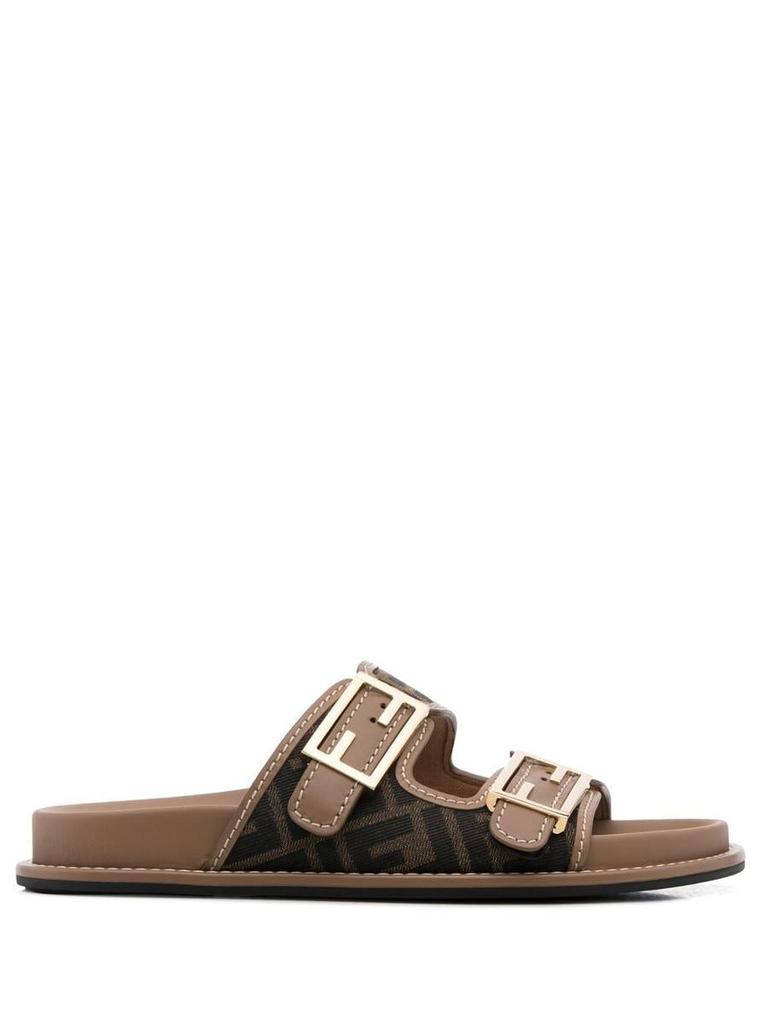 【FENDI】モノグラム ジャカード スリッポン スライド Fendi Fendi FF Jacquard Buckle-Detailed Slides - Slippers