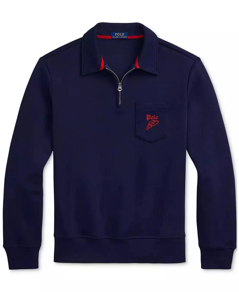 Ralph Lauren Men's Double-Knit Mesh Collared Sweatshirt 5