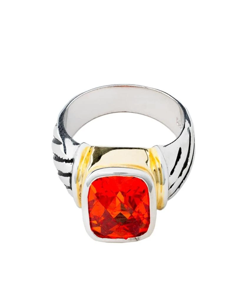 Traditions Jewelry Company Sterling Silver Orange Crystal Multi-Color Dome Ring