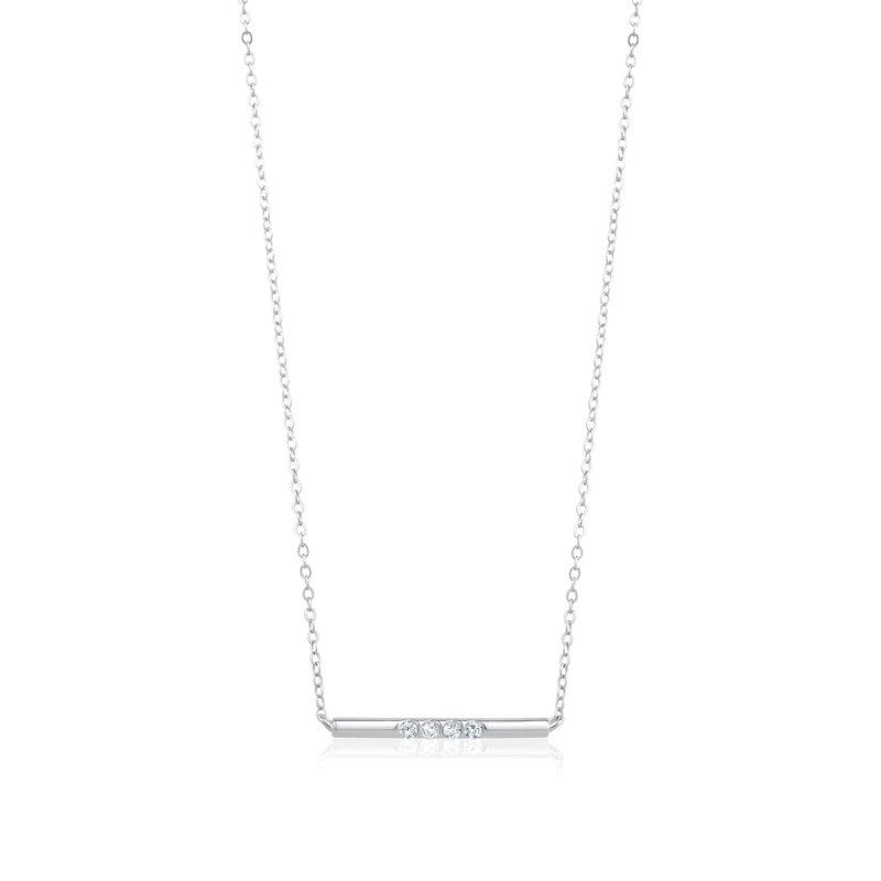 Club Rochelier 5A Cubic Zirconia Sparkling Gemstones Bar Necklace