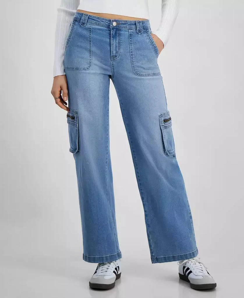 Celebrity Pink Juniors' Mid-Rise Wide-Leg Cargo Jeans 3