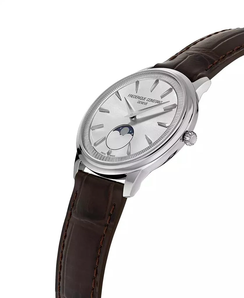 Frederique Constant Men's Swiss Moneta Moonphase Brown Leather Strap Watch 37mm 2