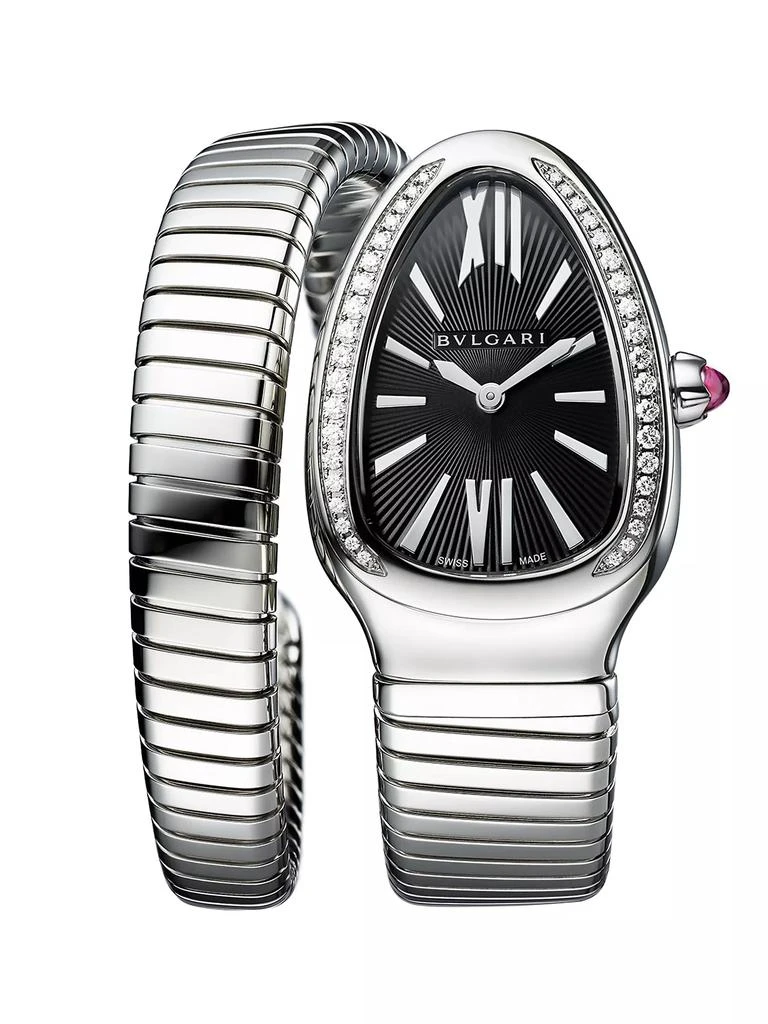 BVLGARI Serpenti Tubogas Stainless Steel & 0.29 TCW Diamond Wrap Watch/35MM 1