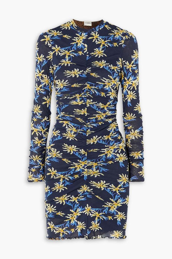 Diane von Furstenberg Azula reversible ruched floral-print stretch-mesh mini dress