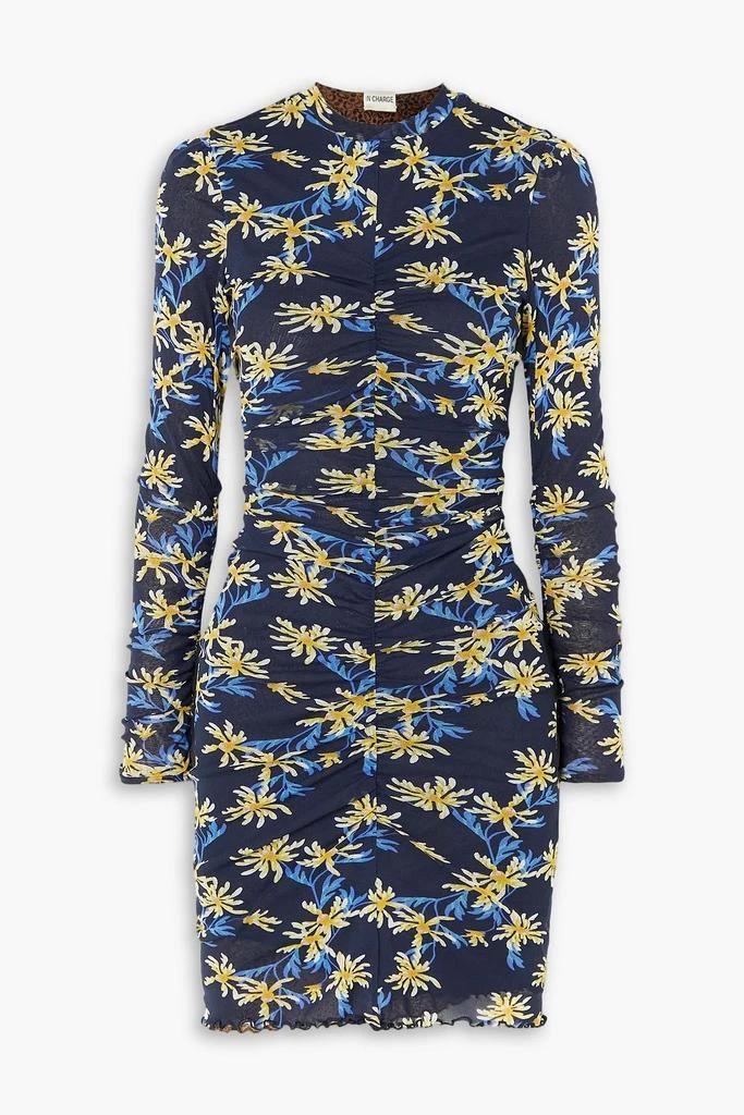 Diane von Furstenberg Azula reversible ruched floral-print stretch-mesh mini dress 1
