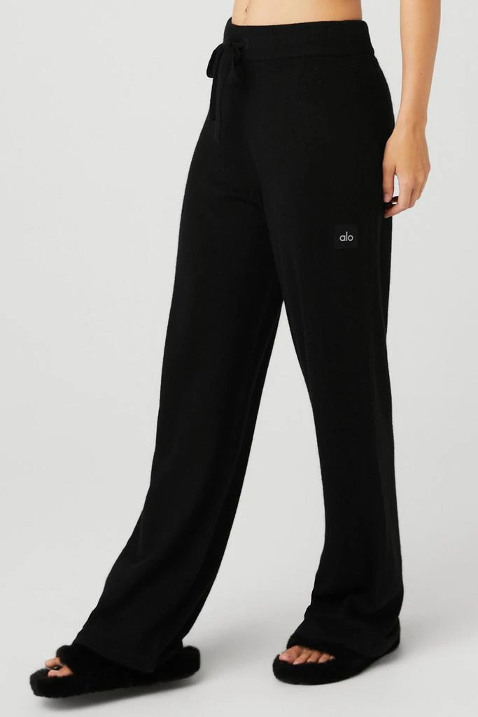Alo Cashmere High-Waist Jet Set Wide Leg Pant - Black 3