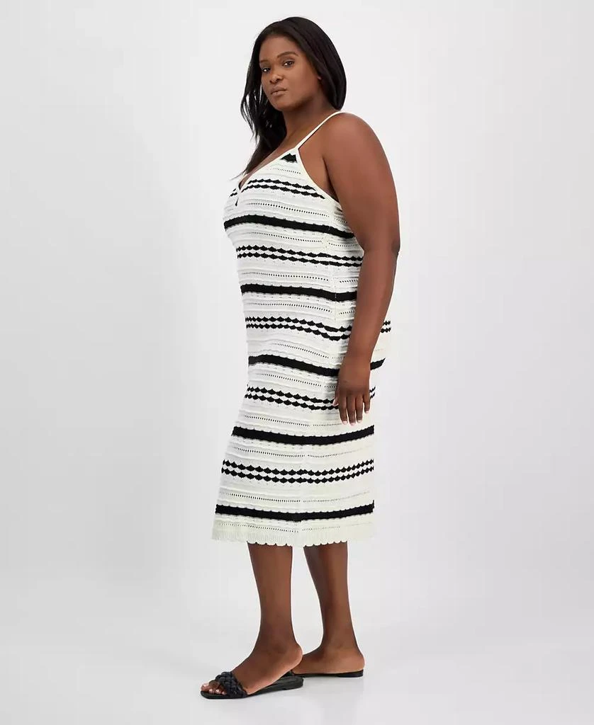Madden Girl Trendy Plus Size Striped Pointelle Knit Sleeveless Midi Dress 3