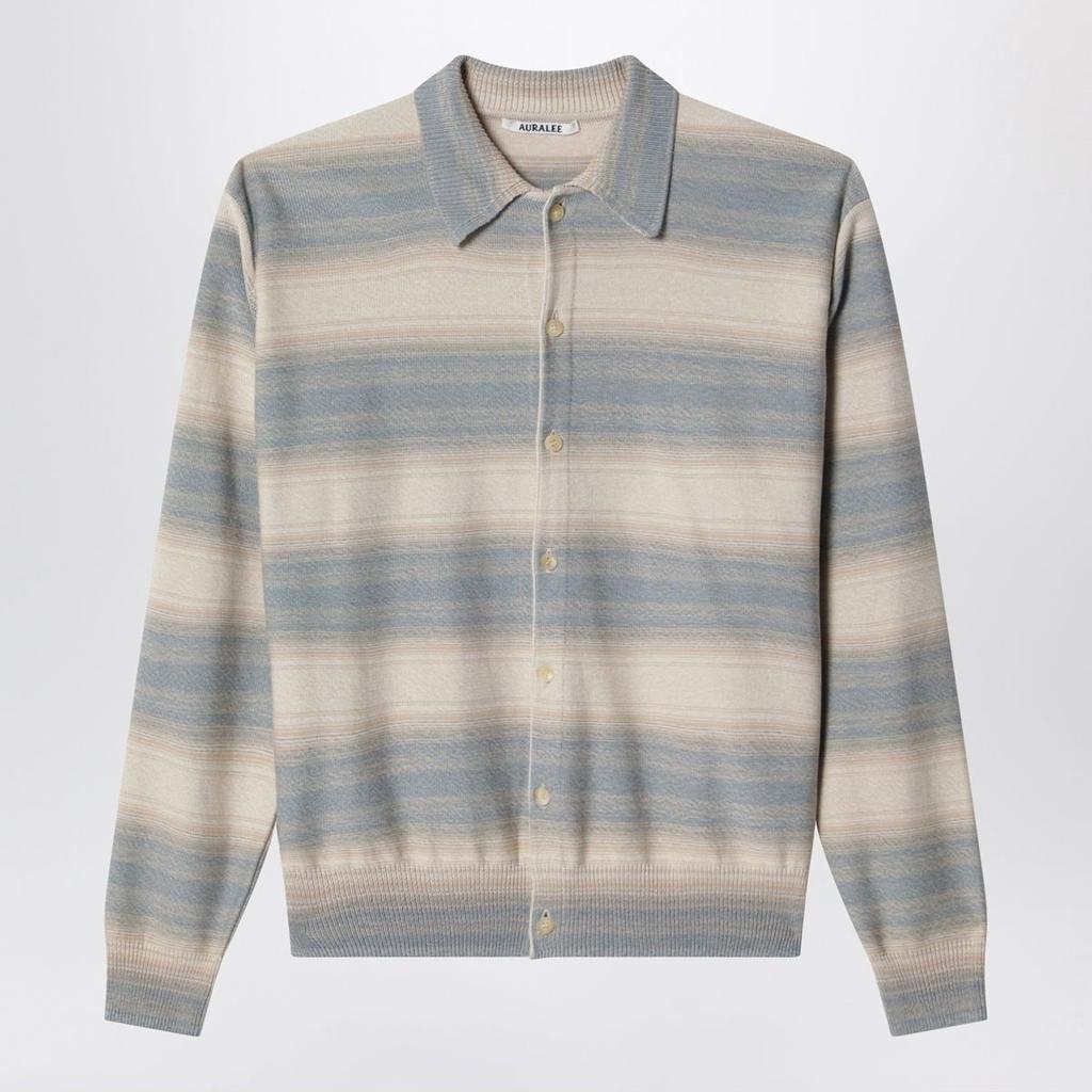 Shop Auralee Super Fine Knit Skipper Polo Shirt on Sale at