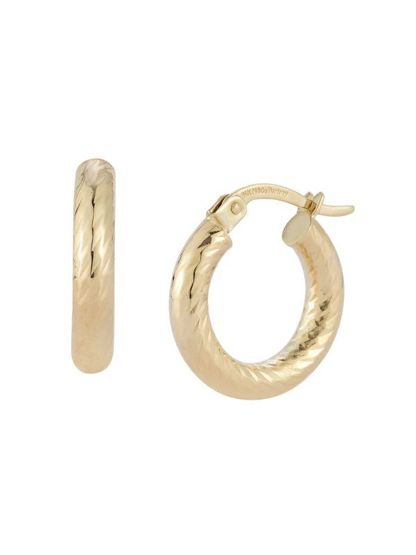 Saks Fifth Avenue 14K Yellow Gold Tube Twist Huggie Earrings 1