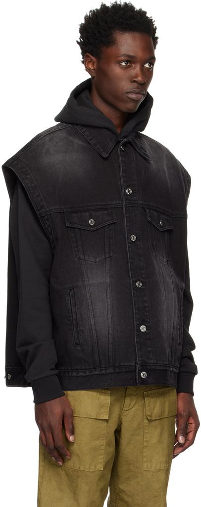 We11done Black Oversized Trucker Denim Vest