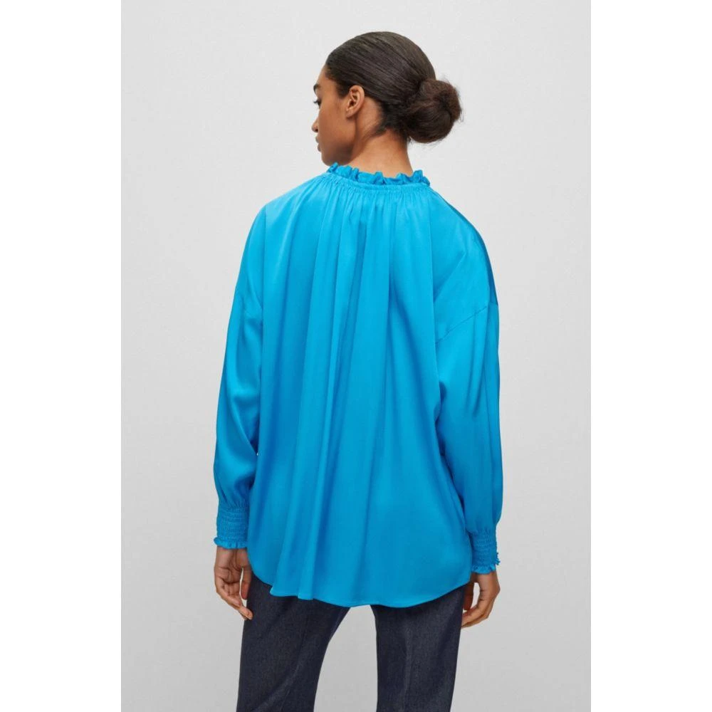 BOSS Relaxed-fit blouse in stretch silk with tie front 4