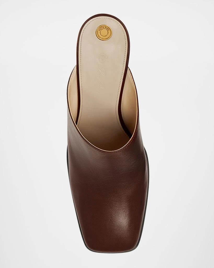 Loro Piana Alba Leather Square-Toe Mules 5