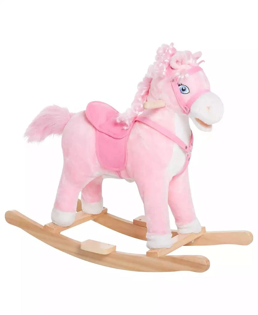 Qaba Kids Ride on Rocking Horse Toddler Plush Toy with Realistic Sounds