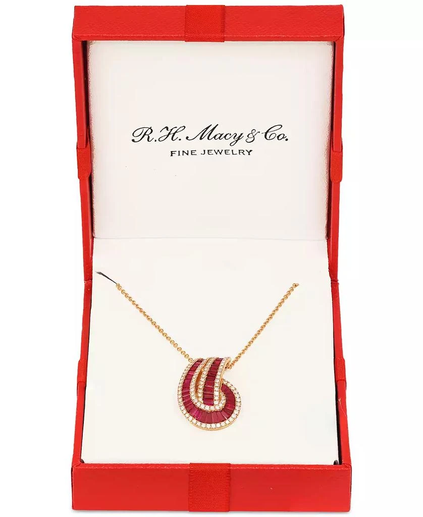 Effy EFFY® Ruby (2-1/3 ct. t.w.) & Diamond (3/8 ct. t.w.) Swirl 18" Pendant Necklace in 14k Rose Gold 1