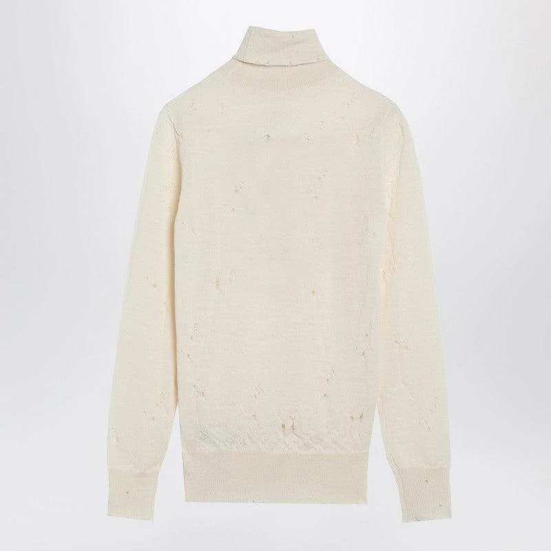MM6 Mm6 Maison Margiela Women's Distressed Turtleneck Sweater With Numeric Signature 2