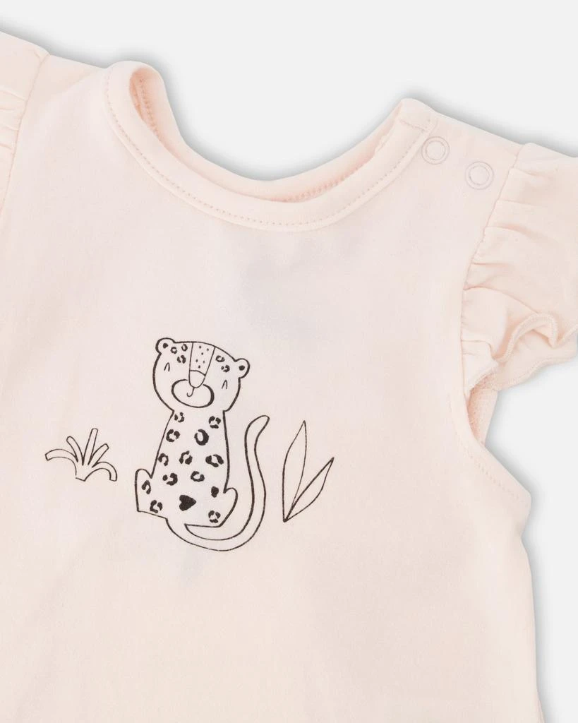 Deux par Deux Organic Cotton Jersey Top and Short Set Peach and Peach Animal Print 3