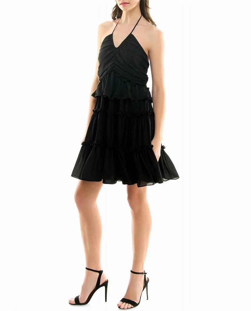 Nicole Miller Presley Chiffon Tiered Halter Dress 3