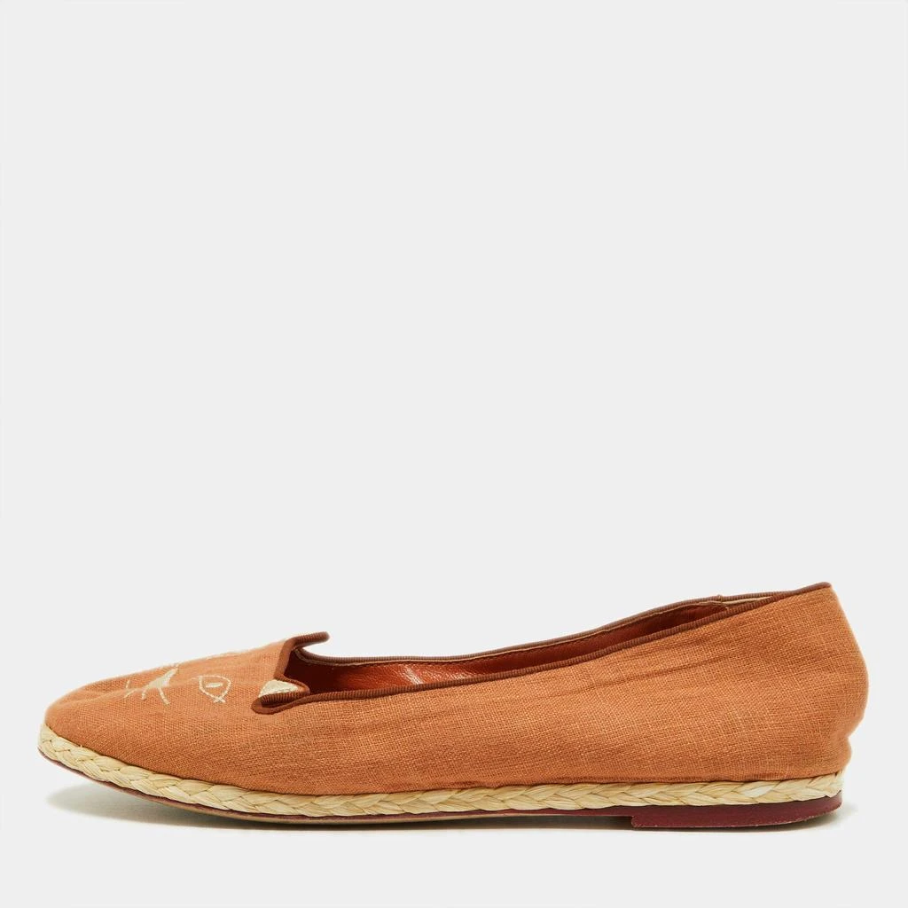 Charlotte Olympia Charlotte Olympia Brown Canvas Espadrilles Flats Size 37