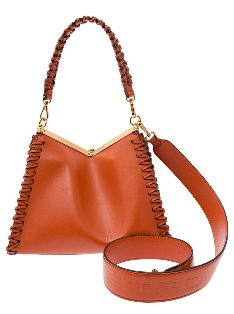 ETRO 'Vela' Red Shoulder Bag With Thread Work In Leather Woman 4