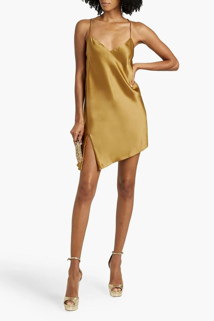 Michelle Mason Asymmetric silk-satin mini slip dress 2