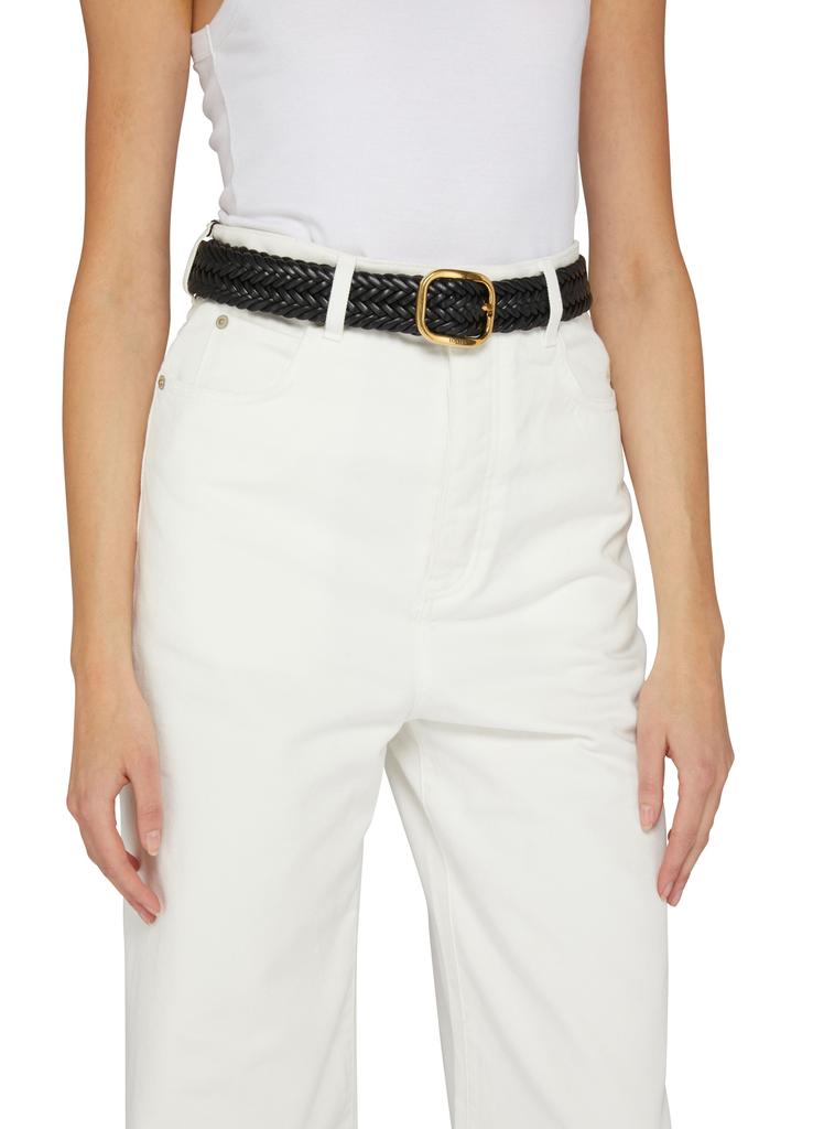 ベルト LOEWE 'Rounded' belt Rounded soft woven belt in calfskin Black - LOEWE