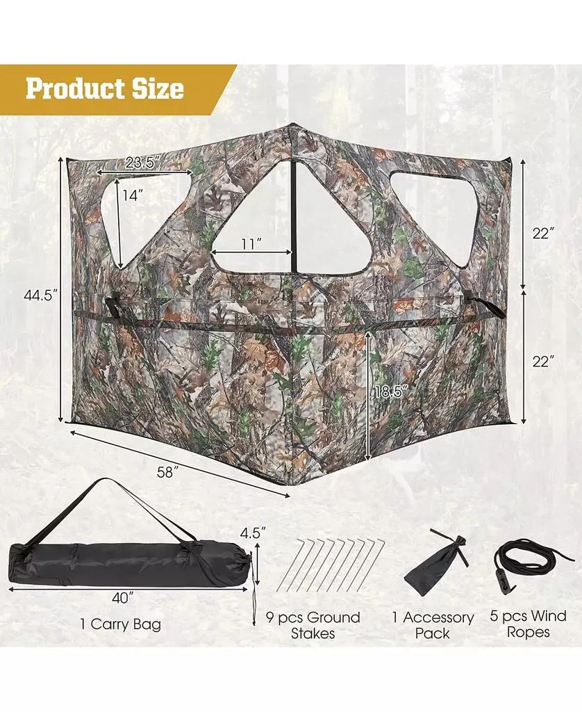 Mecale Pop-Up 2-Panel Ground Blind Fence with 3 Shoot-Through Ports, Hunting Screen 4
