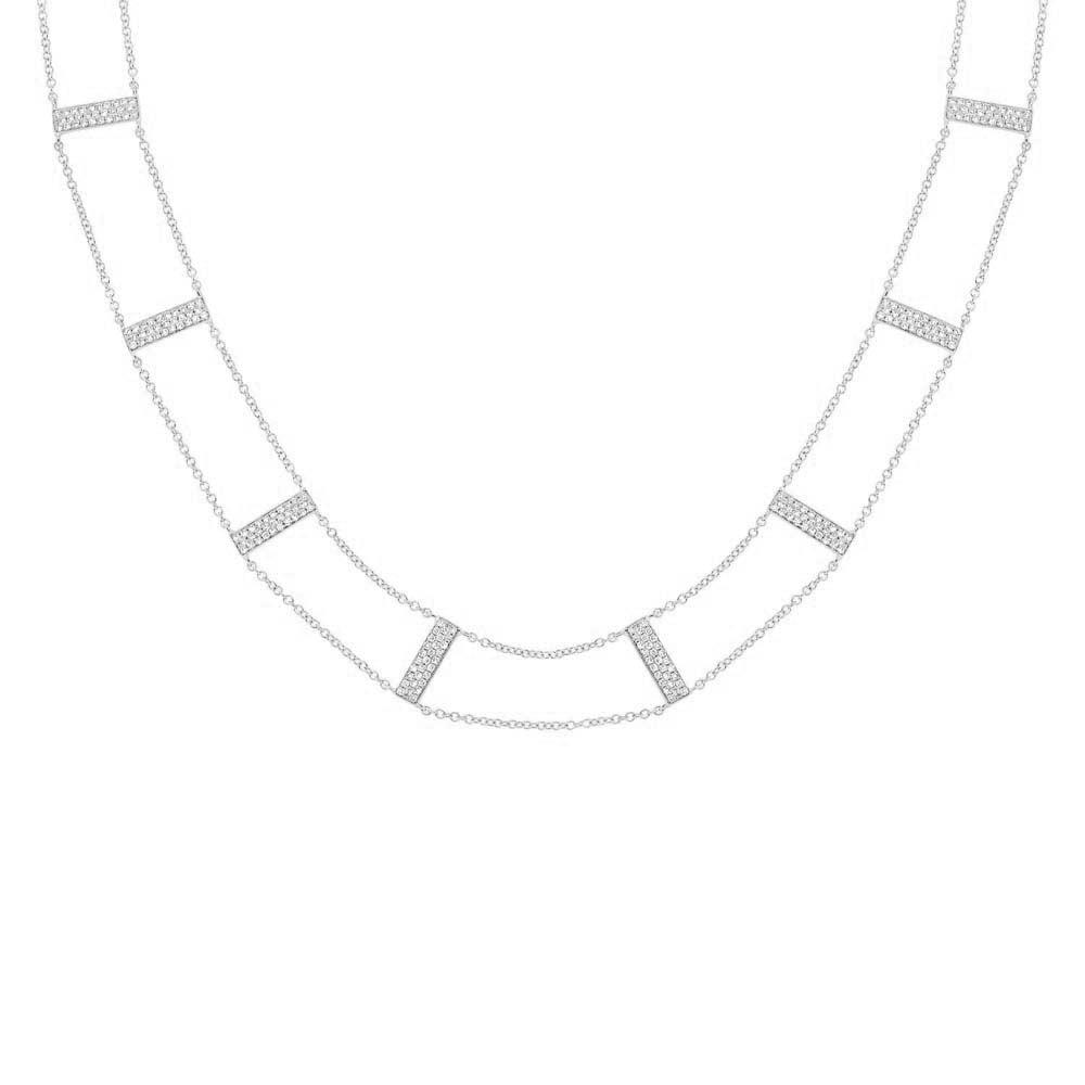 Diana M. 14 kt white gold, 12" diamond ladder choker necklace featuring .71 cts tw round diamonds