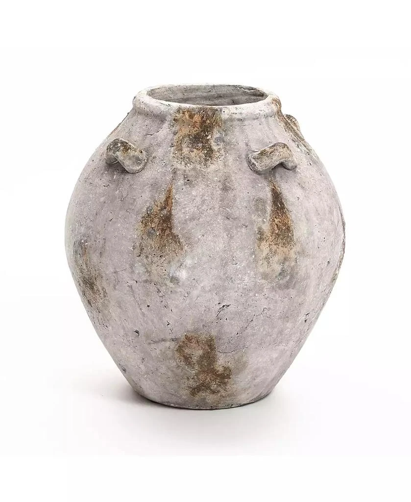 LuxenHome Mottled Brown and White Terracotta 12-Inch Tall Indoor and Outdoor Jug Vase with Handles