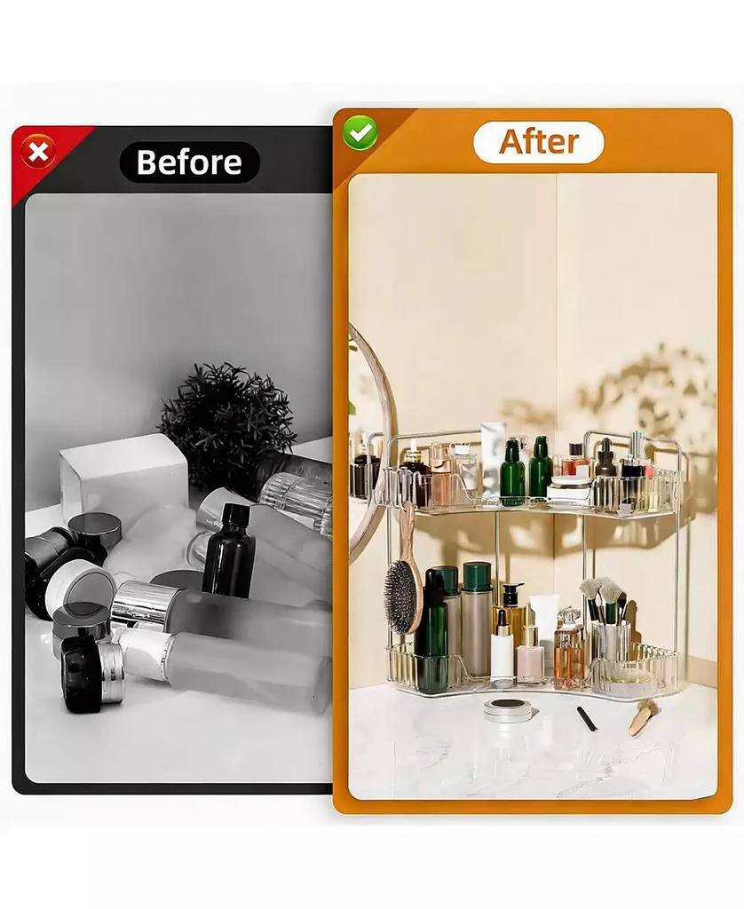 YIGII 2 Tier Bathroom Organizer with Hooks for Makeup and Skincare 5