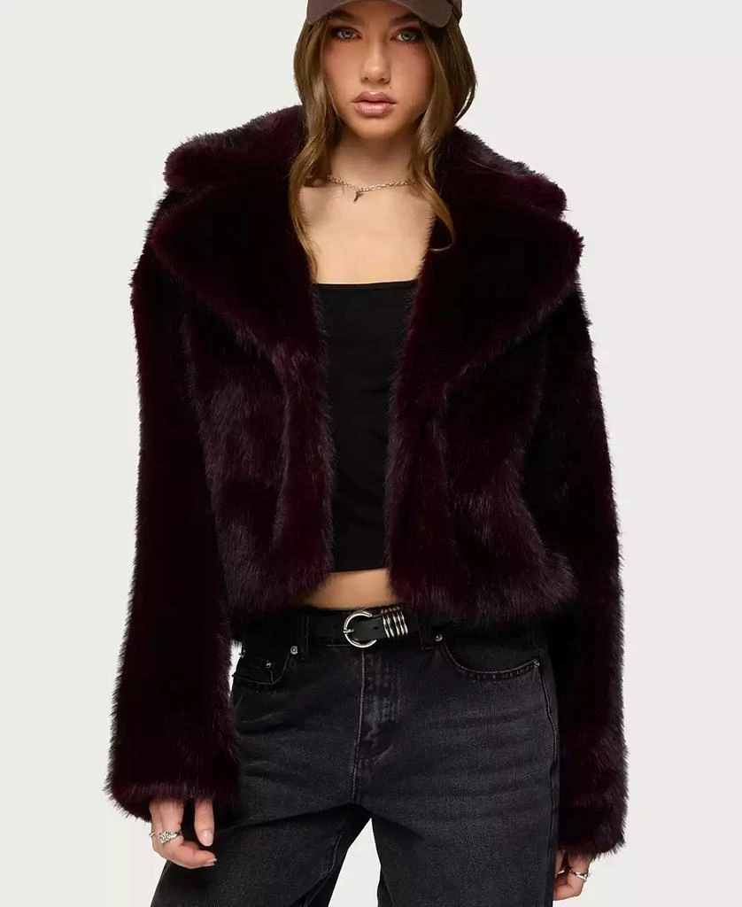 Edikted Womens Kamilah Oversized Faux Fur Coat