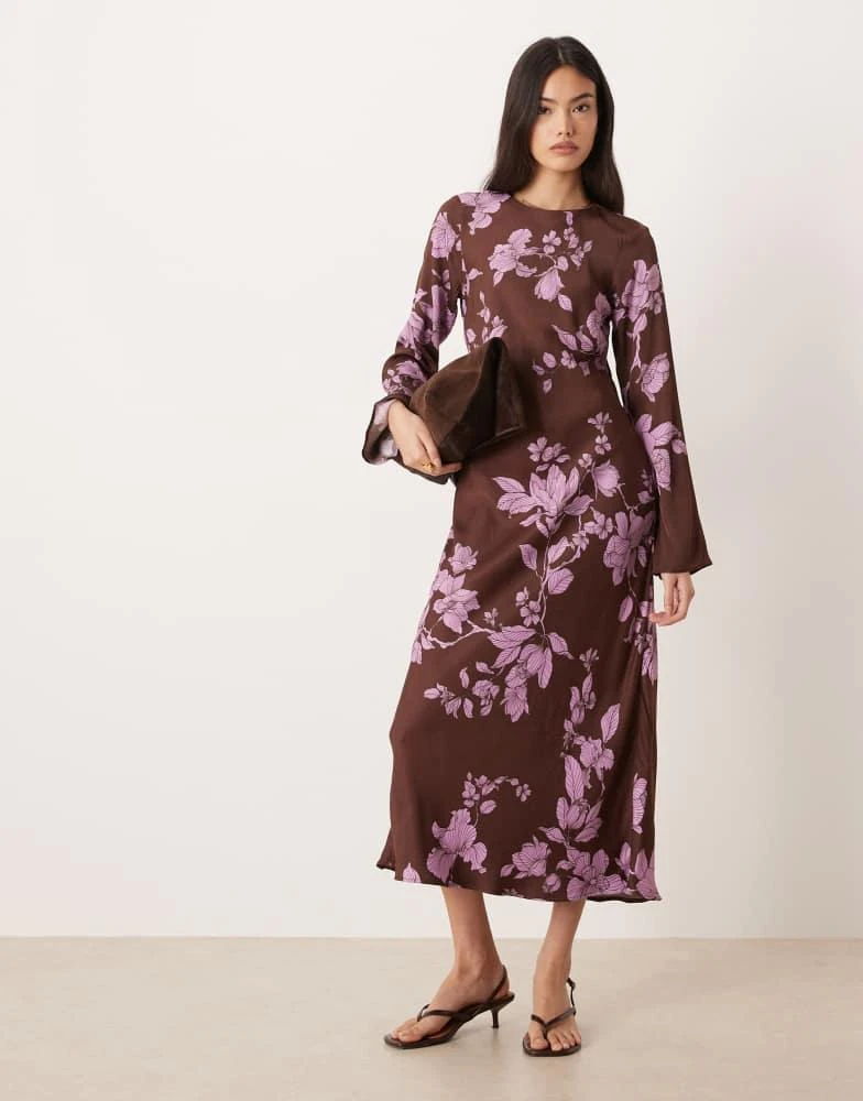 plisse long sleeve maxi dress Modest Maxi Dress - FARES - Rose Beige - Plisse Style