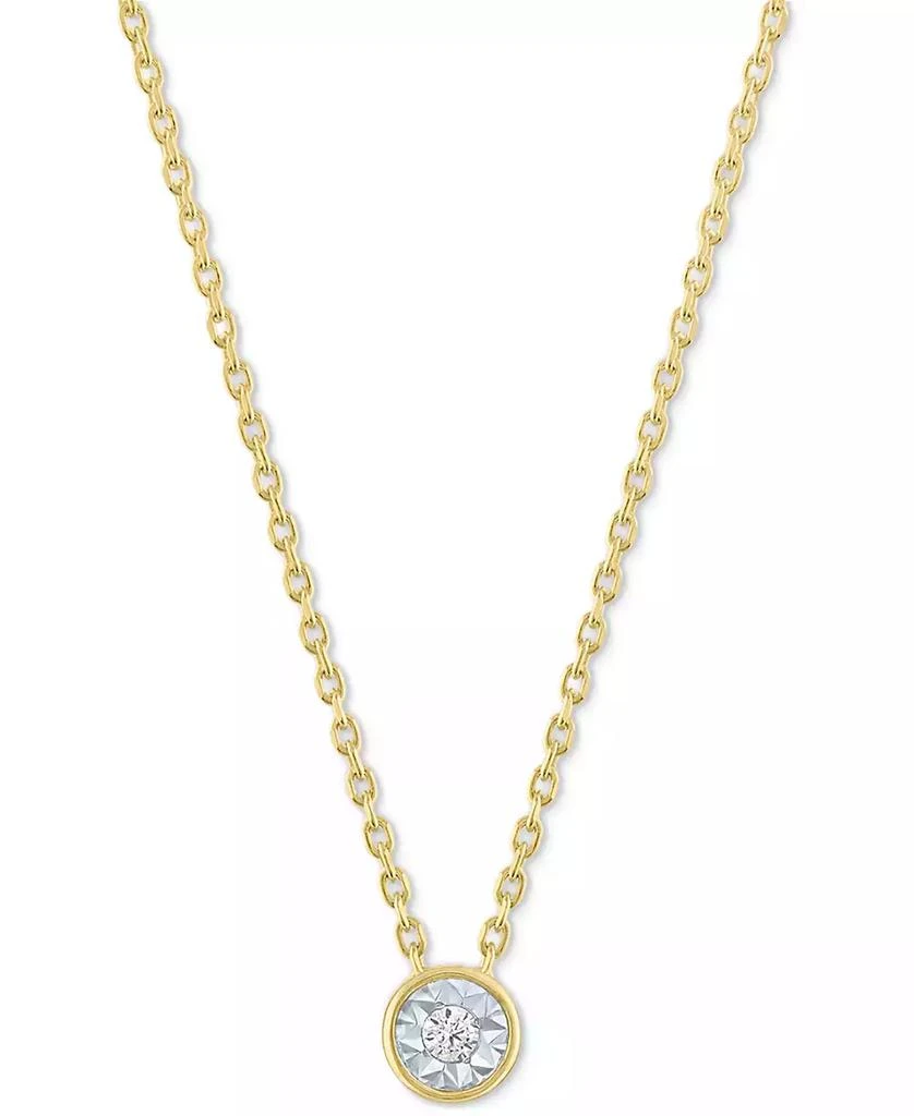 Macy's Diamond Accent Pendant Necklace in 14k Gold-Plated Sterling Silver, 16" + 2" extender 1