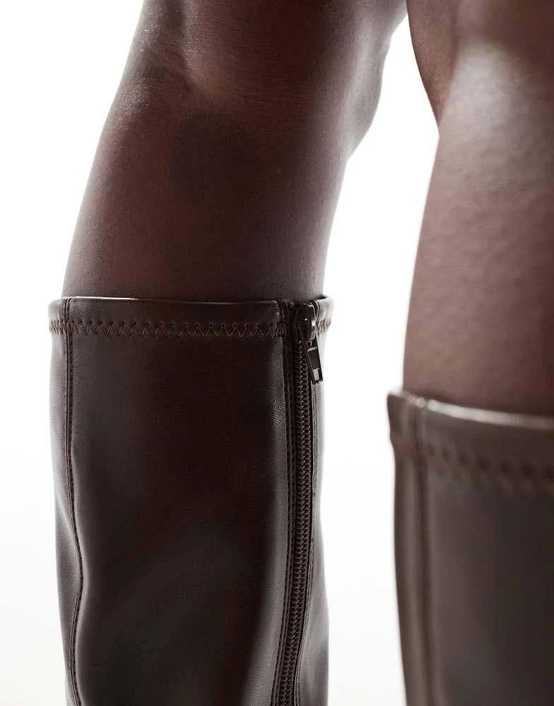 ASOS ASOS DESIGN Charlotte heeled knee boots in brown 2