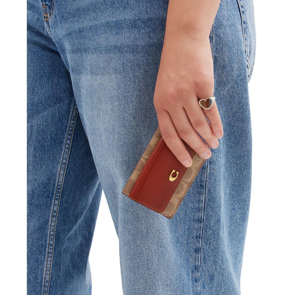 COACH Essential Coated Canvas Signature Mini Trifold Wallet