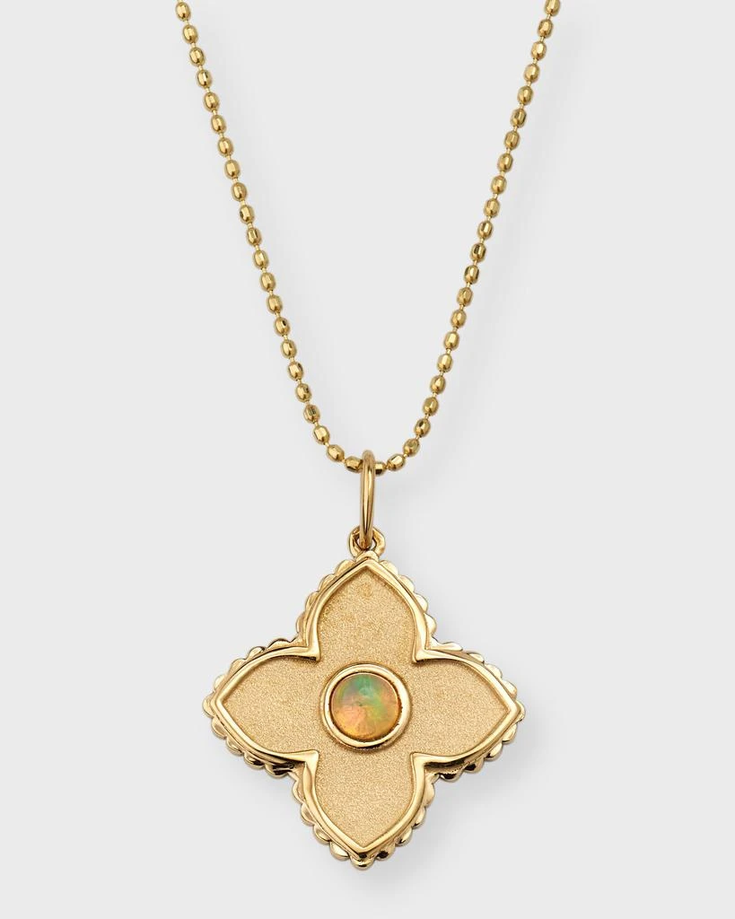 Sydney Evan Bezel Satin Moroccan Charm on Light Weight Bolita Chain Necklace, 18"L