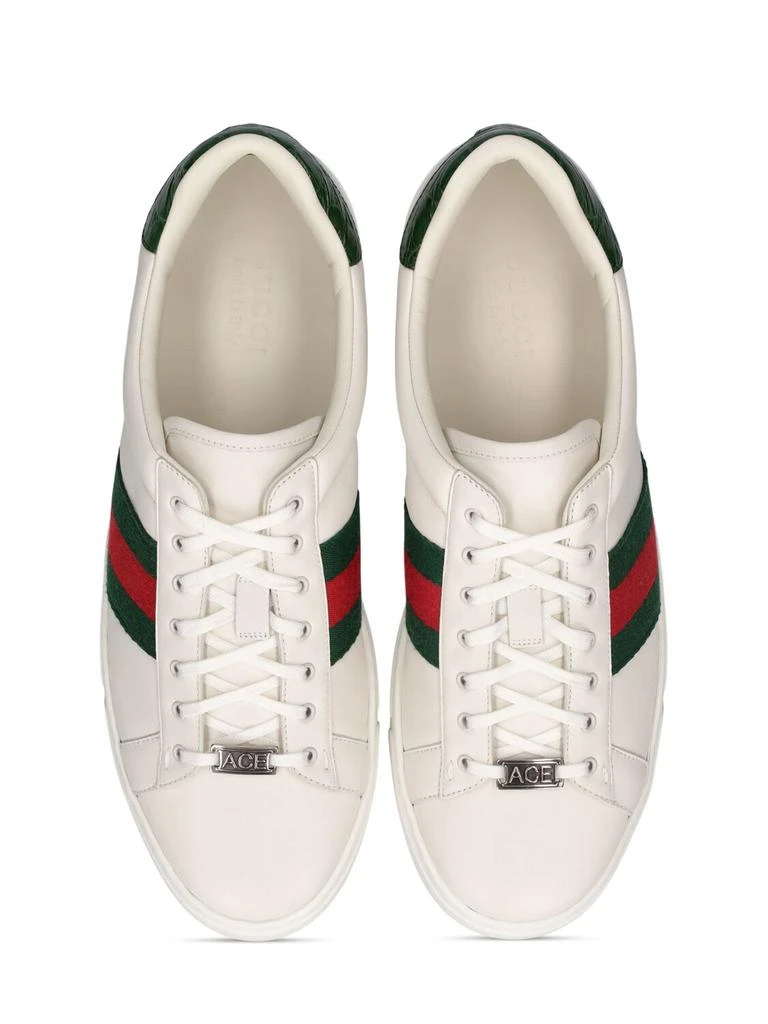 GUCCI 30mm Ace Web Detail Leather Sneakers 5