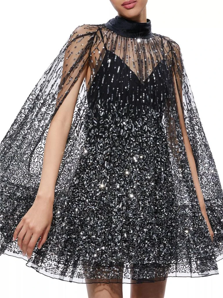 Alice + Olivia Zenon Sequined Cape Minidress 3