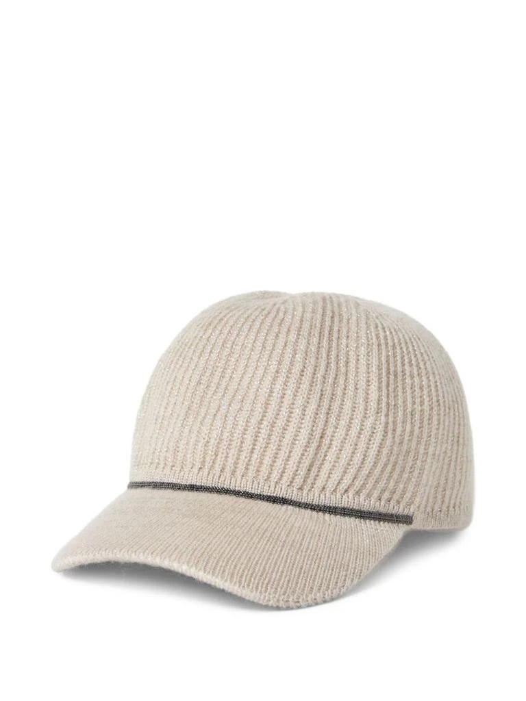Shop Brunello Cucinelli Cashmere Baseball Cap on Sale at  display picture 1