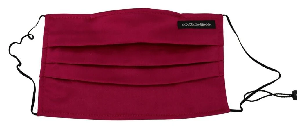 Dolce & Gabbana Dolce & Gabbana Maroon Silk Pleated Elastic Ear Strap One Size Face Mask 1