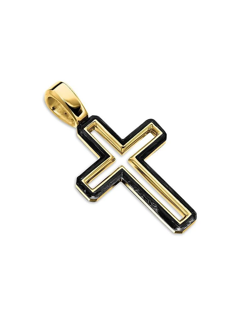 David Yurman Forged Carbon Cross Pendant in 18K Yellow Gold, 24mm 3