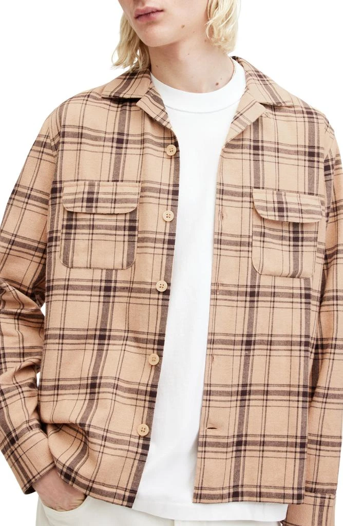 ALL SAINTS Wendel Plaid Long Sleeve Camp Shirt 4