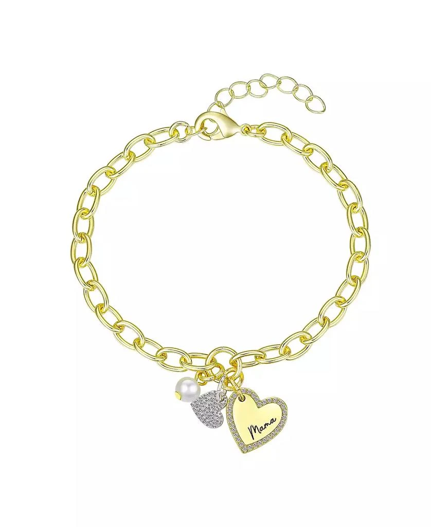 Shop Cubic Zirconia Heart and Mother of Pearl Mama Link Chain