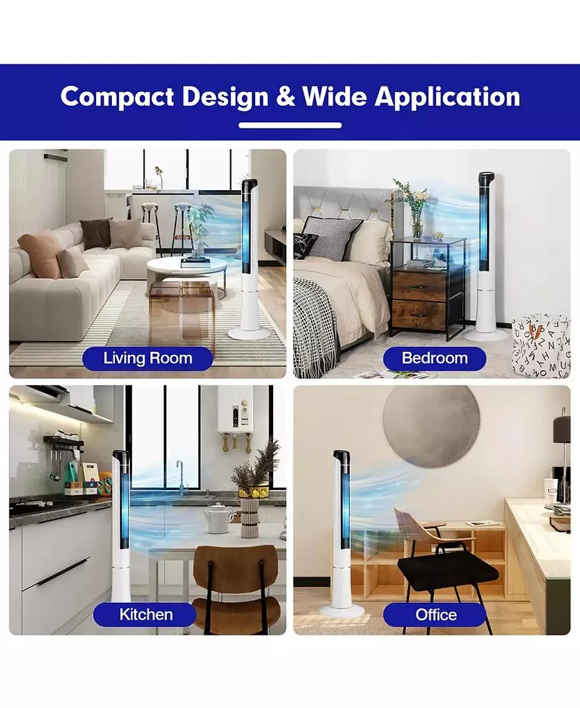 Costway Portable 48

 Tower Fan 80 °Oscillating Bladeless Fan w/Remote 
LED Control 9