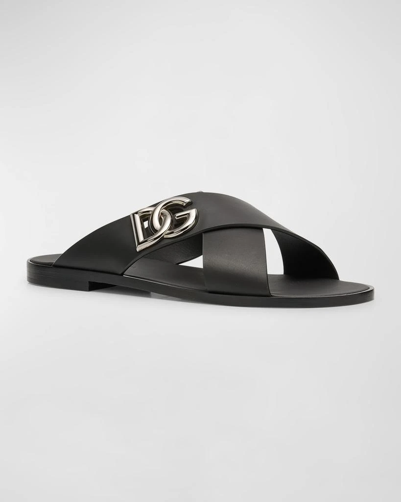 Dolce & Gabbana Men's DG Crisscross Leather Slide Sandals 3