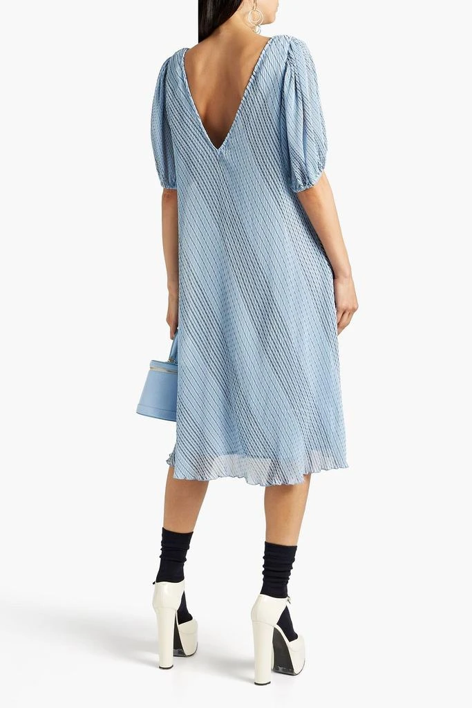 GANNI Pleated striped chiffon dress 3