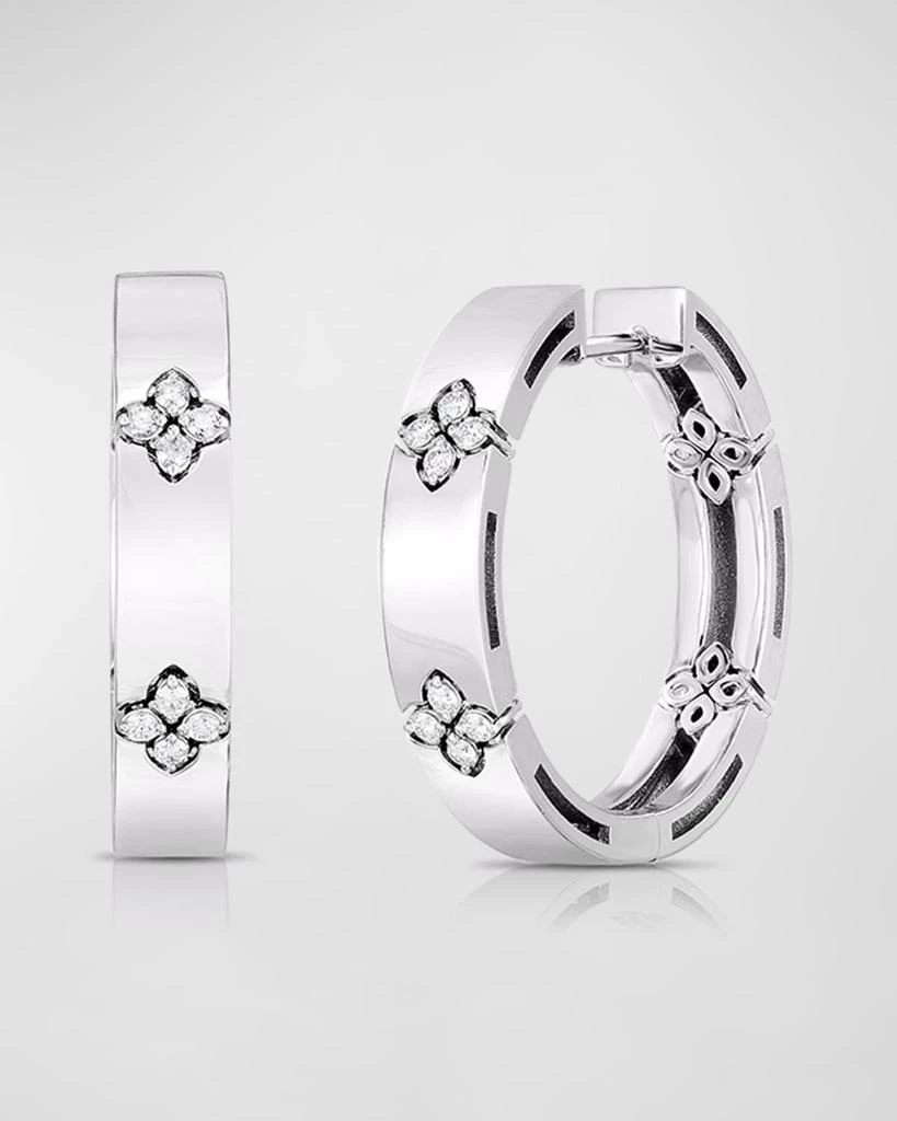 Roberto Coin Love in Verona 18k White Gold Diamond Huggie Earrings, 20mm 1