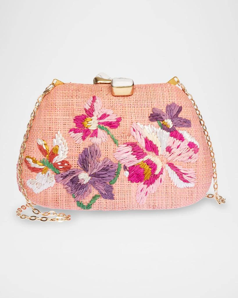 Rafe Tamu Flower Raffia Clutch Bag 1