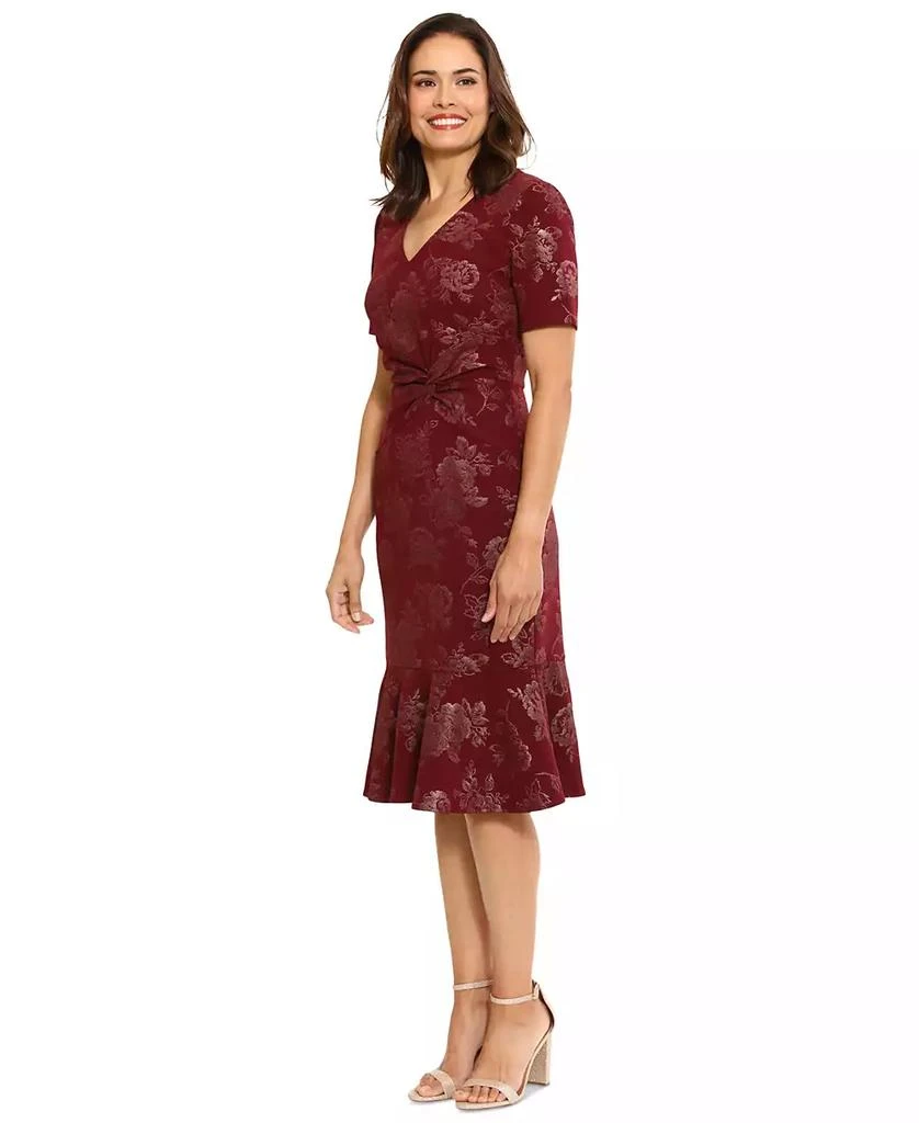 London Times Petite Twist-Waist Flounce-Hem Midi Dress 2
